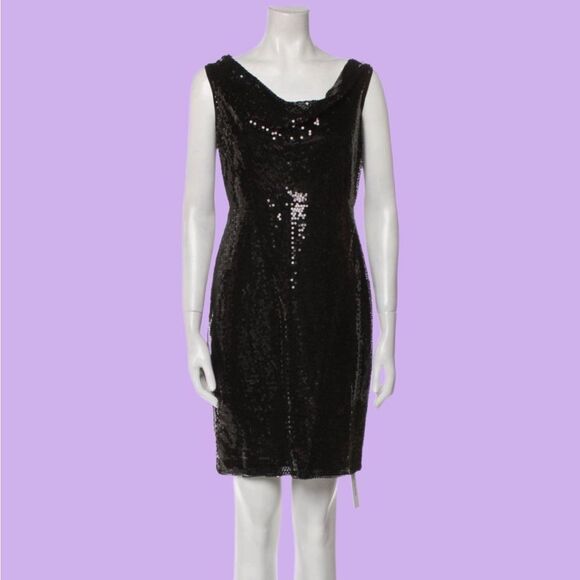 Cynthia Rowley Black Sequin Sheath Mini Dress - Picture 1 of 7